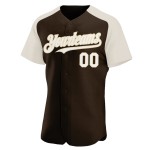 Custom Raglan Authentic Jersey White-Cream Baseball Brown Sleeves Custom Raglan Authentic Jersey White-Cream Baseball Brown Sleeves
